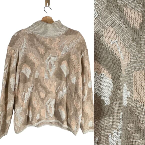 Vintage Renee Tener for Jeanne Pierre Pastel 80s Sweater SIZE LARGE L Lambswool - Picture 1 of 10